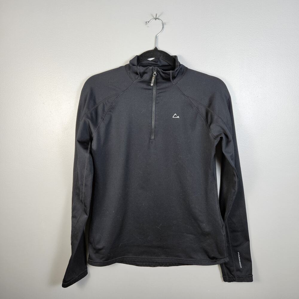 Paradox Women Long Sleeve Pullover Active 1/4 Zip‎ Shirt Black Small Base Layer